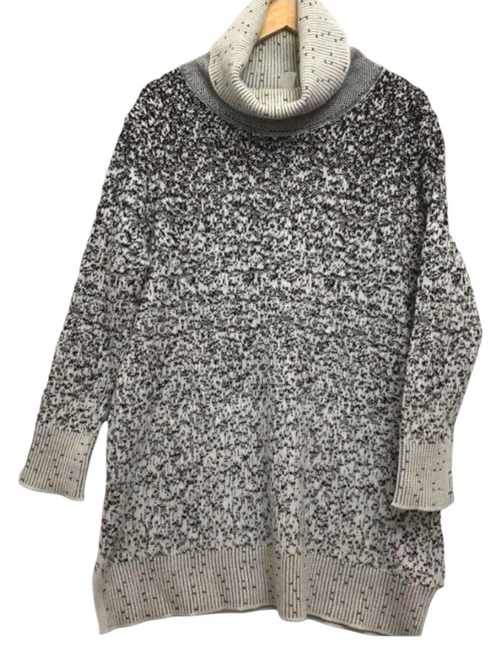 MARLA Wynne knit chunky sweater cowl neck wool blend grey black ecru white 1X